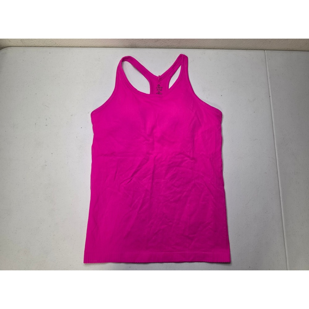 Attarco Hot Pink Ribbed Racerback Tank Top Built-in Shelf Bra XL Athletic Cami